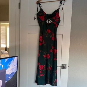 Floral Green and Red Dress